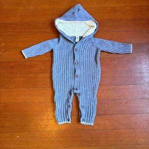 Baby B’gosh -  blue sherpa fleece lined button up jumper Size 9M.